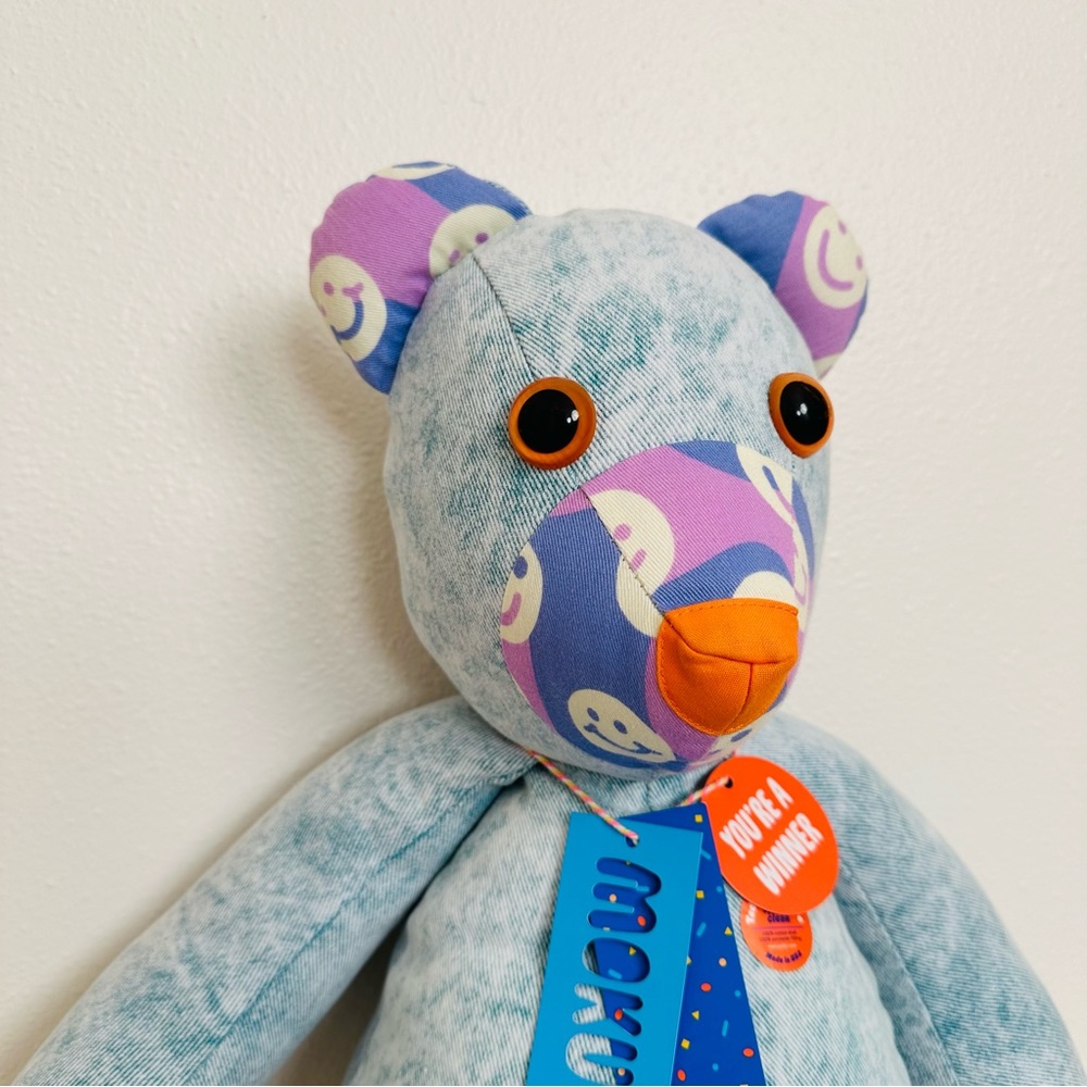 New Urban Outfitters Mokuyobi UO Exclusive Patcheork Denim Bear Plush Toy - Picture 11 of 12